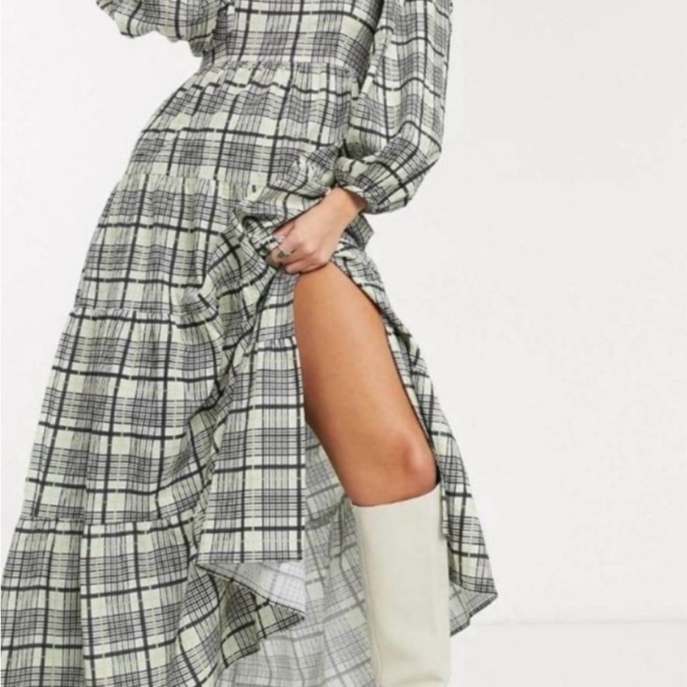 Topshop  Plaid Long Sleeve Dress size 6 - Picture 3 of 7
